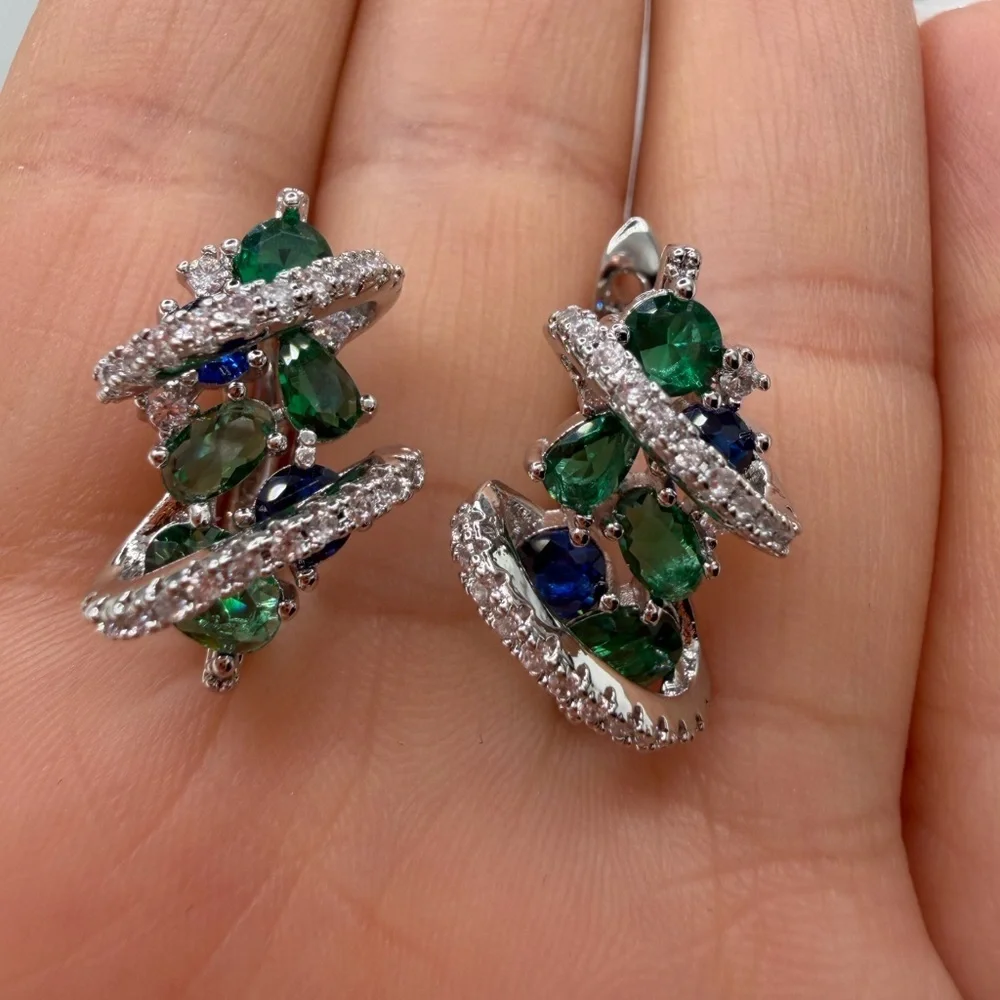 Anthropologie Crystal Swirl Drop Earrings | Elegant Evening Look - Picture 13 of 13